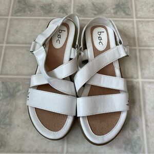 BOC white Strappy faux leather comfort adjustable strap sandals
